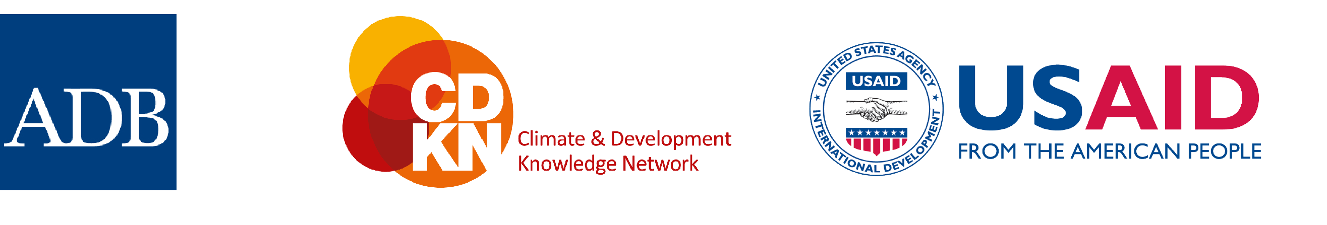 Logos of ADB&lt; CDKN, and USAID
