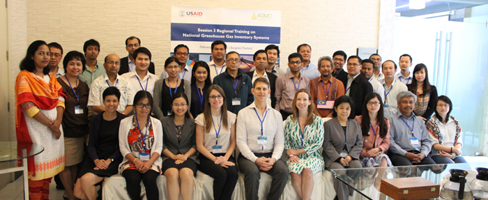 Participants from Bangladesh, Cambodia, Malaysia, Nepal, Philippines, Thailand, and Vietnam in Bangkok, Thailand for Session 3 of the Regional Training on National GHG Inventory Systems (NIS) series